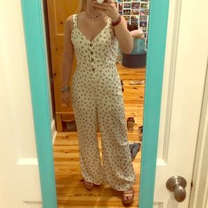 floral jumpsuit with open back